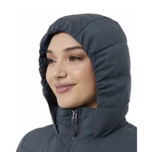 32 Degrees Heat Women's Winter Tech Blue Hooded Puffer Jacket Size M - Picture 2 of 10